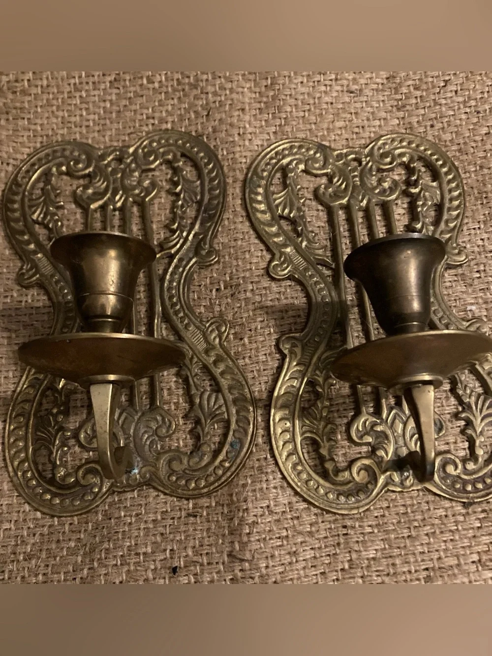 Vintage brass candle sconces